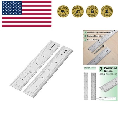 Machinist Ruler, 6 Inch, 2 Pack, Stainless Steel with Inch & mm Graduations, ...