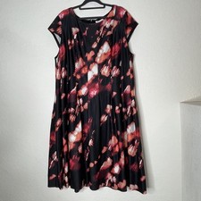 Calvin Klein Flutter Sleeve Pleated Printed Dress Sz 16W Multicolor Fit & Flare