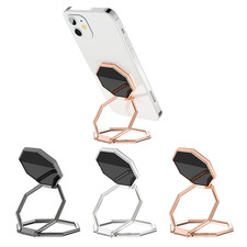 Phone Ring Holder Finger Grip Stand 360 Rotating Magnetic Foldable Black
