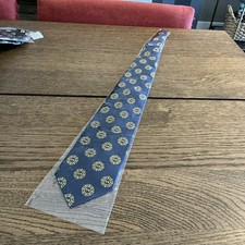 Mens Tie 100 Silk Navy Blue Pattern Neck Tie - NEW