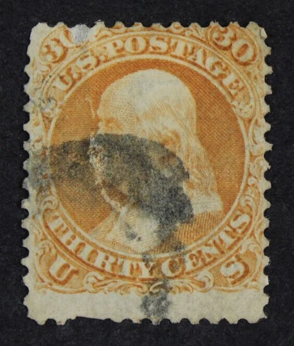 CKStamps: US Stamps Collection Scott#100 30c Franklin Used Tiny Thin CV$950
