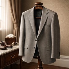 Corneliani Blazer Sport Coat Wool Silk Houndstooth Saks Fifth 54R Brown Black