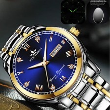 Classic Men's Watch Waterproof Quartz Wristwatch Stainless Steel Luminous Analog