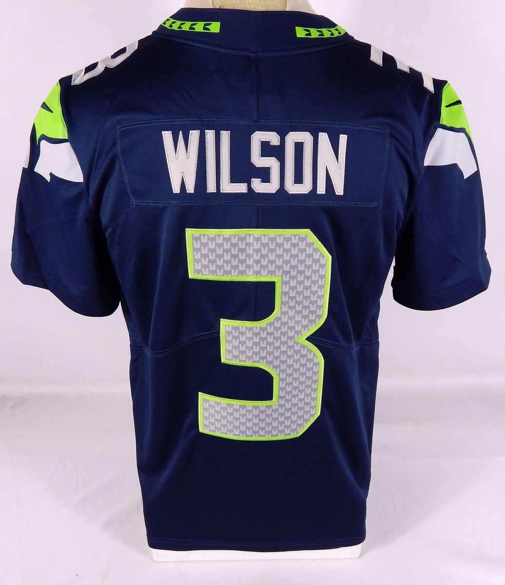 New Mens Seattle Seahawks Russell Wilson #3 Blue Limited