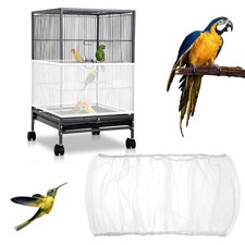 Adjustable Bird Cage Seed Catcher Birdcage Cover Skirt for Parrot Parakeet Macaw