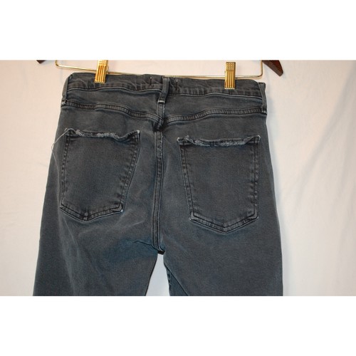 Women's Agolde Toni Black Denim Raw Hem Mid-Rise Straight Distressed Size 26x26 - Picture 5 of 10