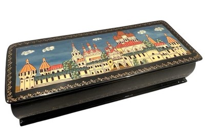 Mstera Russian Lacquer Box Nizhny Novgorod Kremlin Hand Painted Signed Mint 6 