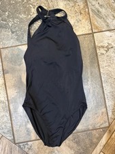 Balera Black High Neck Racerback Dance Leotard Built-Shelf Bra SA small adult
