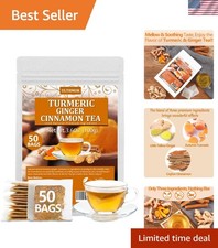 50 Caffeine-Free Turmeric Ginger Tea Bags 100 Natural Pure Flavor