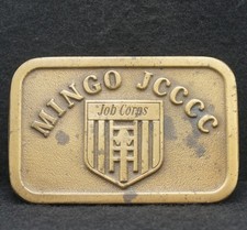 WD15145 SWEET VINTAGE 1970s *MINGO JCCCC* JOB CORPS EMPLOYMENT BRASS BELT BUCKLE