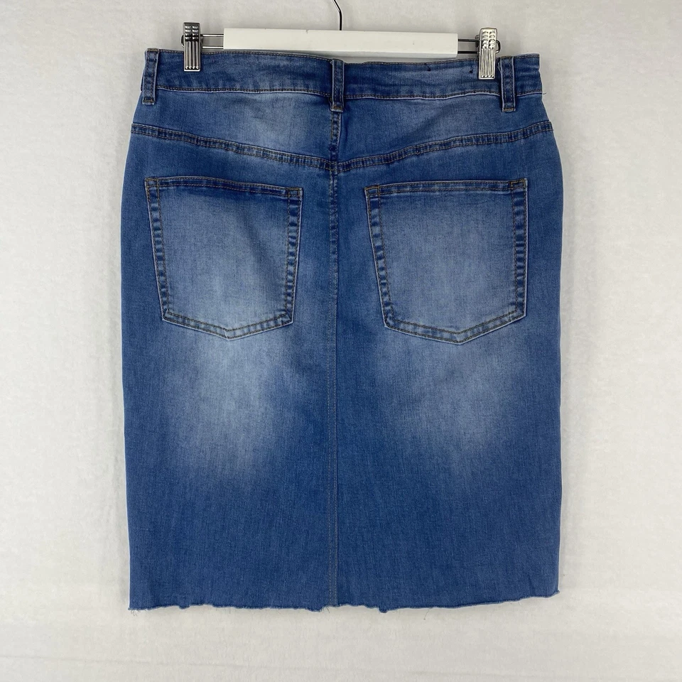 Premium by Crossroads Women’s Denim Skirt Blue Size 12 Pencil Cut Distressed - image 3 of 4