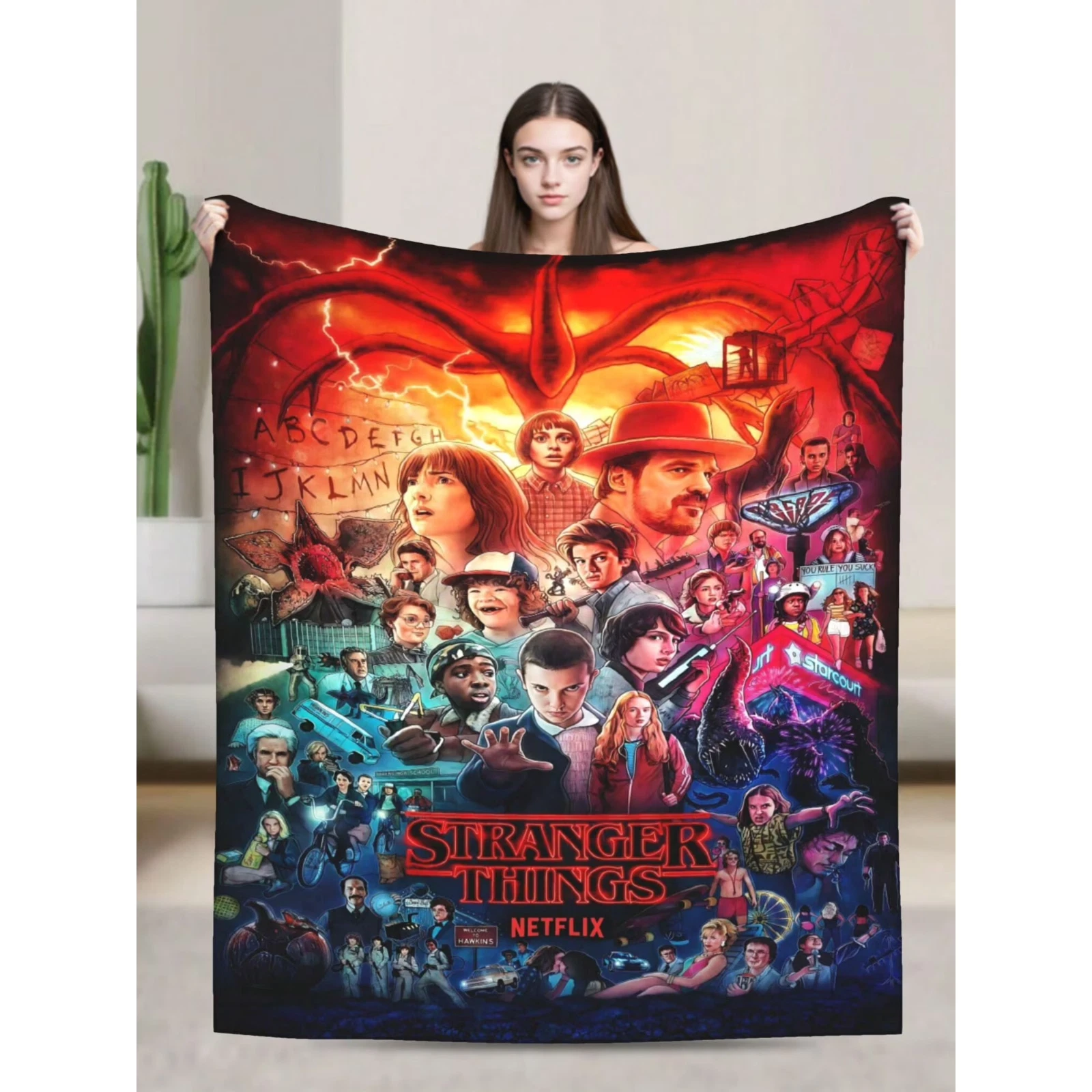 Stranger Things Season Theme Blanket, Soft Warm Throw for Sofa and Bed, Home Decor