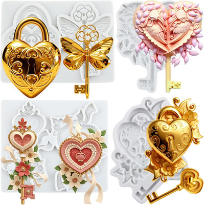 Vintage Key Polymer Clay Molds Vintage Key Lock Silicone Clay Mold for DIY Craft