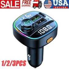 Bluetooth 5.0 Car Wireless FM Transmitter Adapter USB PD Charger AUX Hands LOT