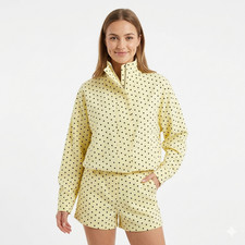 Women's Polka Dot Zip Up Jacket & Elasticated Waist Shorts Co Ord Set