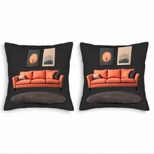 Set of 2 18x18in Throw Pillow Covers - Modern Geometric Pattern & Solid 