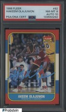 1986 Fleer Basketball #82 Hakeem Olajuwon RC HOF PSA 8 PSA/DNA 10 AUTO
