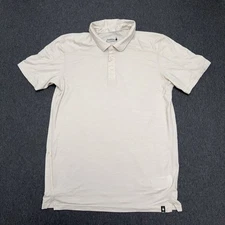 Smartwool Polo Shirt Men Medium Beige Merino Wool Lightweight READ