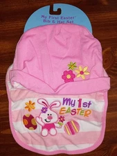 My First Easter Bib And Hat Set Girls Pink
