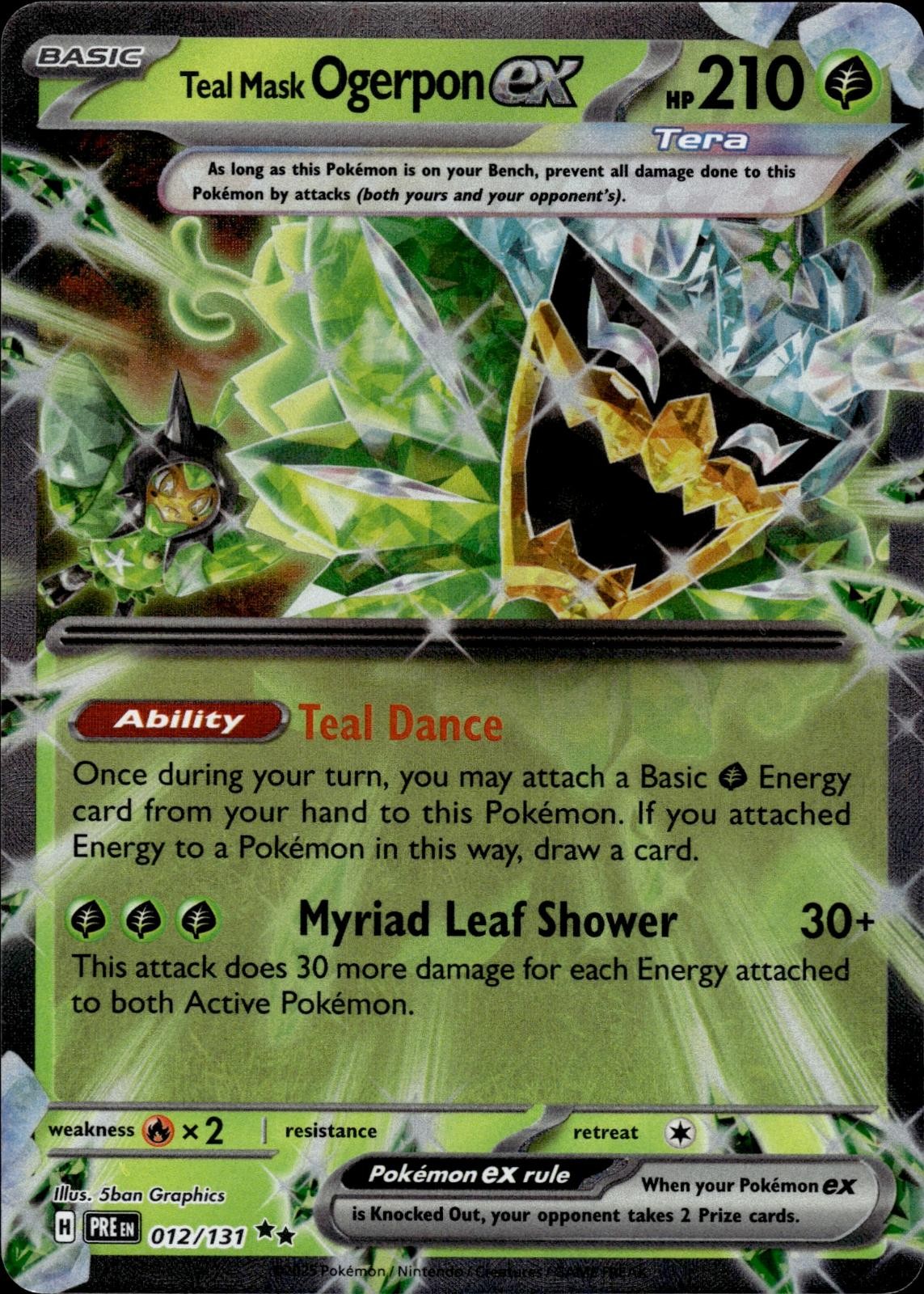 NM Pokemon Teal Mask Ogerpon ex 012/131 Holo PRE