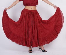 Wevez Tribal Belly Dance Cotton Long Skirt For Women  25 Yard Skirt Maroon