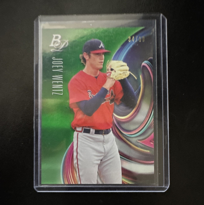 Topps 2018 Bowman Platinum Joey Wentz Braves Top Prospects TOP-20 Green /99
