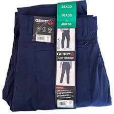 Gerry Mens Fleece Lined Pants 38x30 Blue Water Resistant Stretch 1426184 NEW