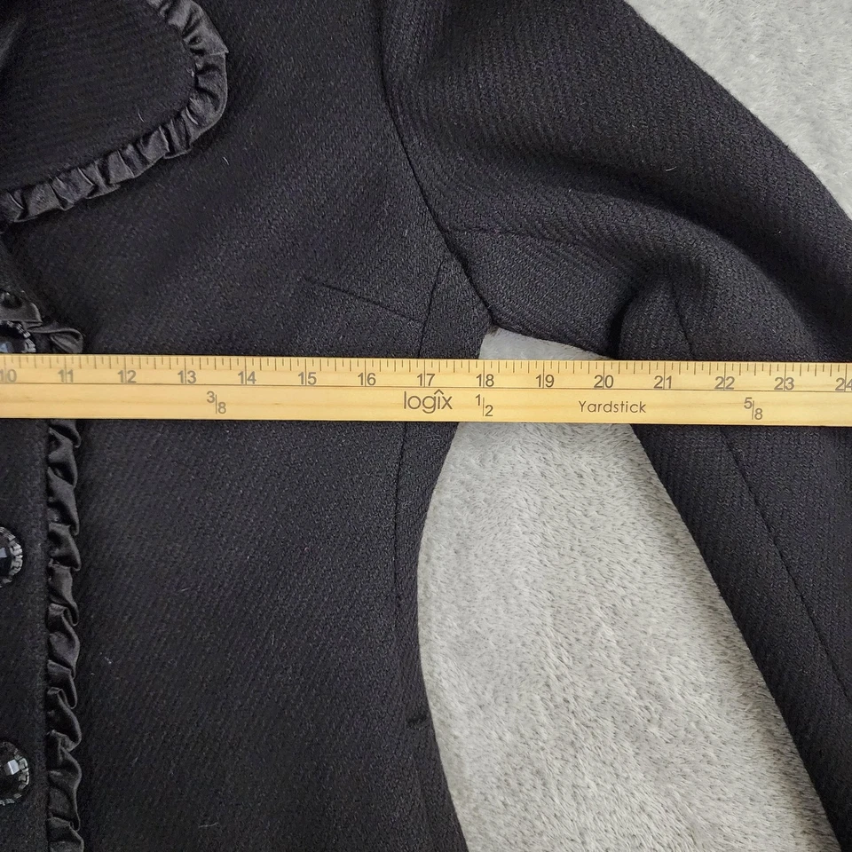 Express Design Studio Coat Womens XS Black Wool Blend Ruffle Trim Button Front - Изображение 4 из 4