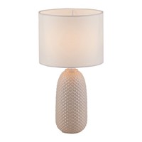Tischleuchte Stoffschirm Sand Weiß E14 H=38Cm Schnurschalter Tischlampe Klein