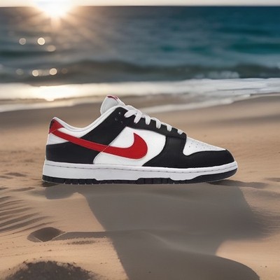 NIKE DUNK LOW PANDA RED SWOOSH - EU-GRÖẞE: 44 - US-GRÖẞE: 10 - NEU/OVP