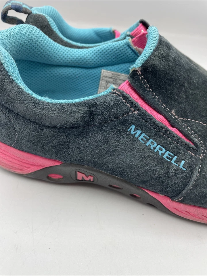 Zapato sin cordones Merrell Jungle Slide sin usar, en caja, gamuza azul marino rosa para niños talla 5 Foto 3 de 4