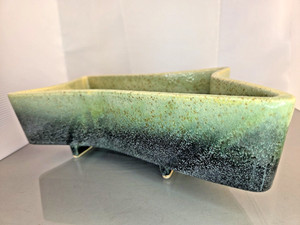 Japanese Modern Ikebana Suiban Vase Flower Arrangement Bowl Green Speckled