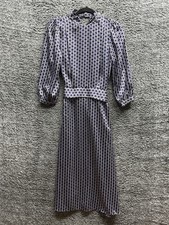 ZARA AW20 Long Circle Print Satin Dress With Belt Purple Lilac Black Women s XS