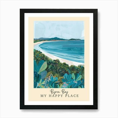 My Happy Place Byron Bay 3 Travel P gerahmtes Wandbild Poster Leinwanddruck Bild
