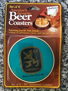 Set of 6 American Favorite LOWENBRAU Beer Coasters by Conimar USA made