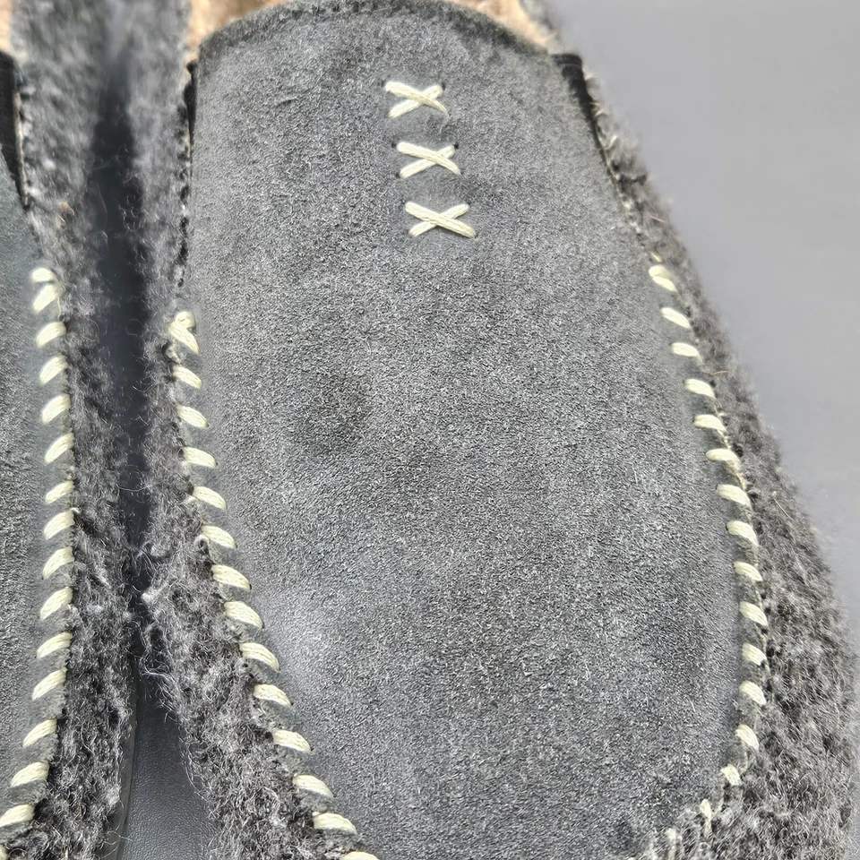 Zapatillas sin cordones Acorn hechas a mano sin usar, 9 mocasines grises de gamuza sintética de lana Foto 3 de 4