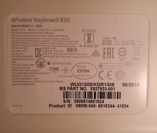 Microsoft Wireless 850 Desktop Keyboard PY9-00021 - Picture 4 of 4