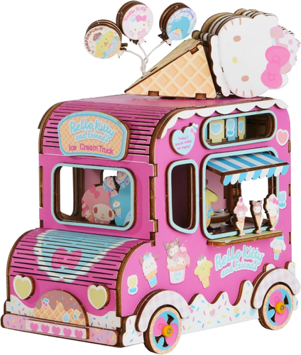 Hello Kitty and Friends 3D Wooden Puzzle | Music Box Ice Cream Truck Model Kit |