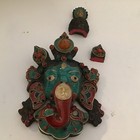 Ganesha Mask with Gemstone Broken hanging Art Sculpture wall Decor Religious