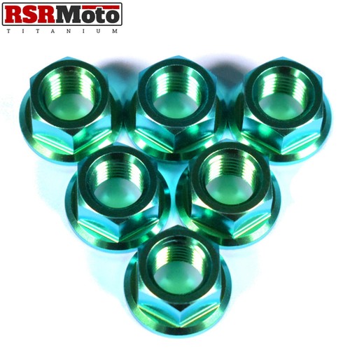 Yamaha R1 Titanium Rear Sprocket Nuts, 1998-2014, All Models, Green - Picture 2 of 3