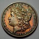 1887-P Morgan Silver Dollar Monster NATURAL Toning KEY DATE Coin Rare