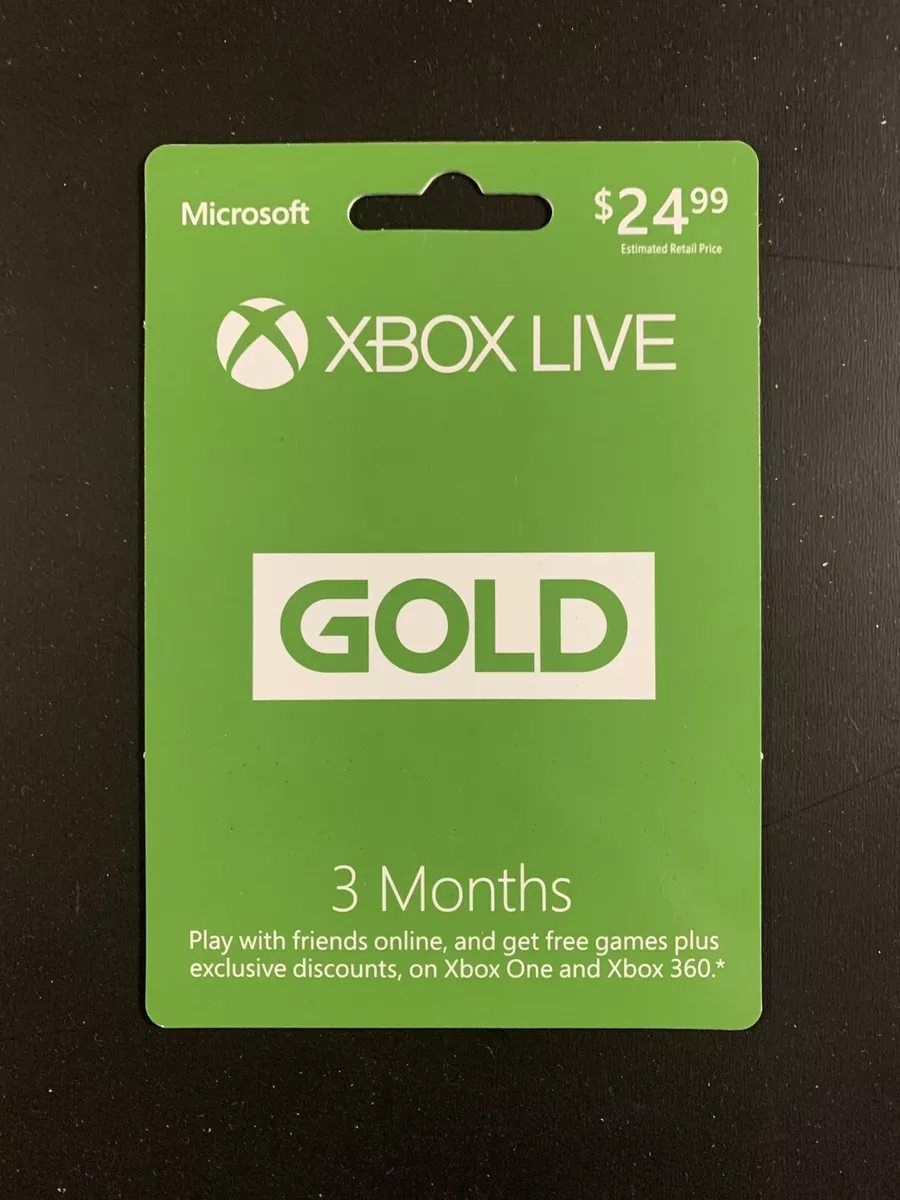 3 Month Microsoft Xbox One & Xbox 360 LIVE Gold Membership Card  Subscription 