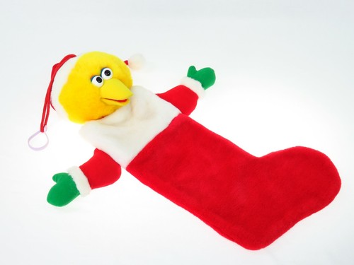 Medias de Navidad Big Bird 1998 vintage cabeza de peluche Sesame Street Muppets 22" - Imagen 2 de 12