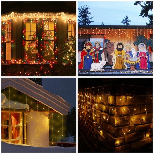 240 LED Weihnachtsbeleuchtung Außen Eisregen Lichterkette Warmweiß Lichtervor... - Bild 6 von 7