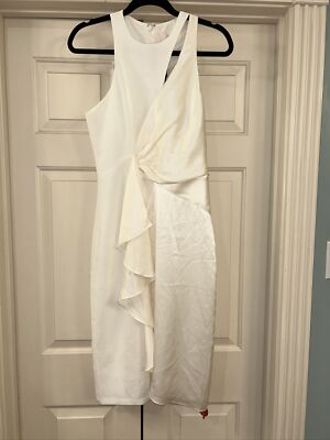 Cinq a Sept dress SIZE 4 IVORY midi faux wrap scarf draped SLEEVELESS cutout | eBay Cinq a Sept dress SIZE 4 IVORY midi faux wrap scarf draped SLEEVELESS cutout | eBay
