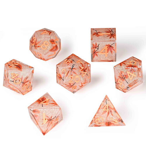 Set dadi poli in resina - foglie d'acero - D&D RPG 7 dadi Dungeons & Dragons - Foto 2 di 7