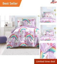 Durable Purple Unicorn Rainbow Kids Bedding Set - Super Soft Comforter