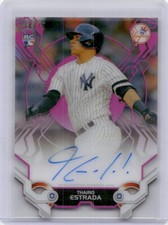 2019 Topps High Tek Autographs Pink #HTATE Thairo Estrada 18/75 New York Yankees