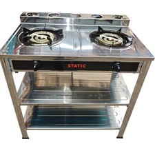 Gas Stove Double Wok Burner High Stand Portable Outdoor -&Free Regulater