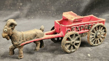 Vintage Cast Iron Goat With Cart Wagon Express 7.5 inch Long